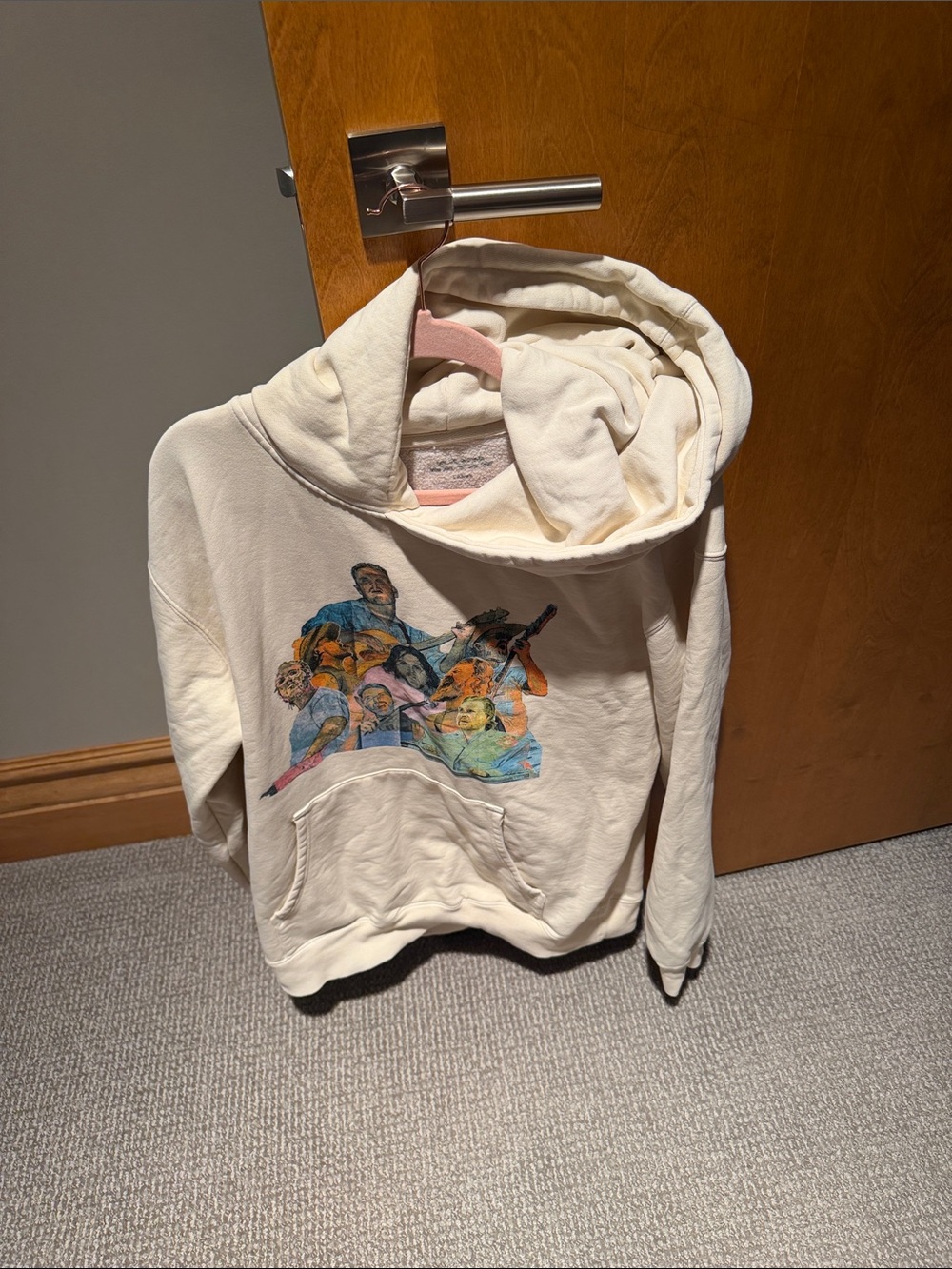 Cream Graphic Kids Hoodie with Colorful Character Print